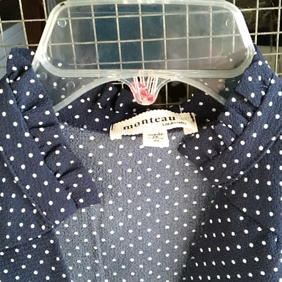 Nwt Navy Dot Peplum Blouse (S) - Picture 2 of 9